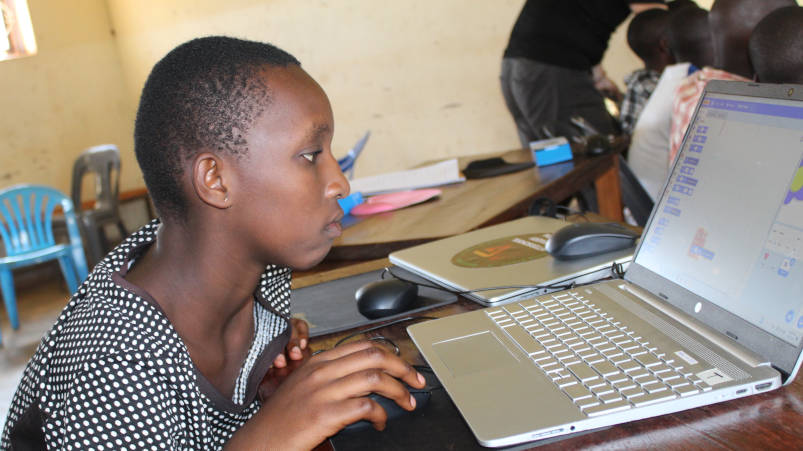 Ashley working on a project